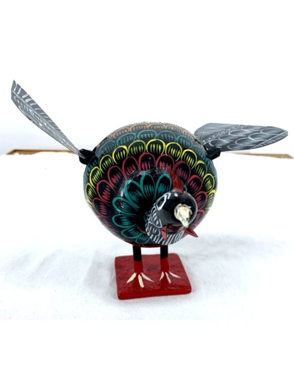 Alebrije Turkey Hand Painted Wood Carving Oaxacan Folk Art Nodder Bobblehead 5.5